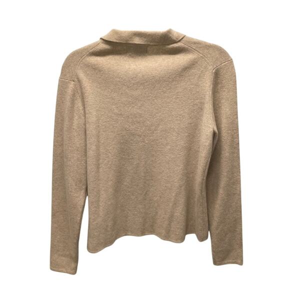 Lauren Ralph Lauren Collared Cardigan M Button Front Oatmeal Tan - Picture 4 of 6